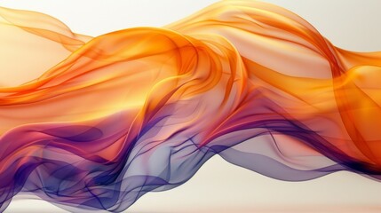  a multicolored wave of smoke on a white background with a light reflection on the bottom of the image.