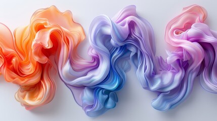  a group of three different colored swirls on top of a white surface with a blue, orange, and pink swirl in the middle.