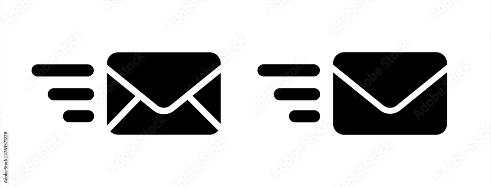 Poster Send email message flat icon for apps and websites set. Vector illustration.