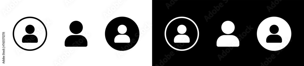 Poster set user avatar icon, button, profile symbol, flat person icon. user profile login or access authent