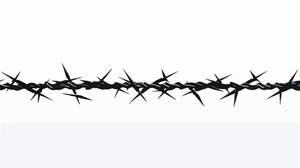 Barbed wire illustration. Sharp barbwire border cha