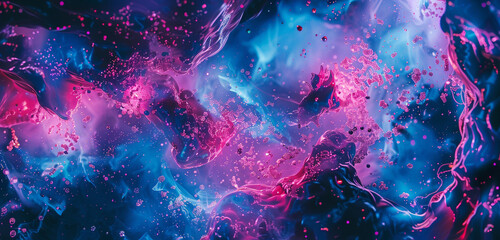 An image of a mottled background where electric blue and neon pink collide, creating a lively scene...