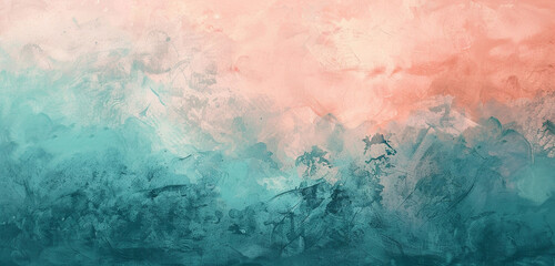 An image of a mottled background where pastel coral seamlessly blends into a soft teal, evoking the...