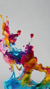 colorful paint splashes, Color splash, Rainbow colored ink in water.