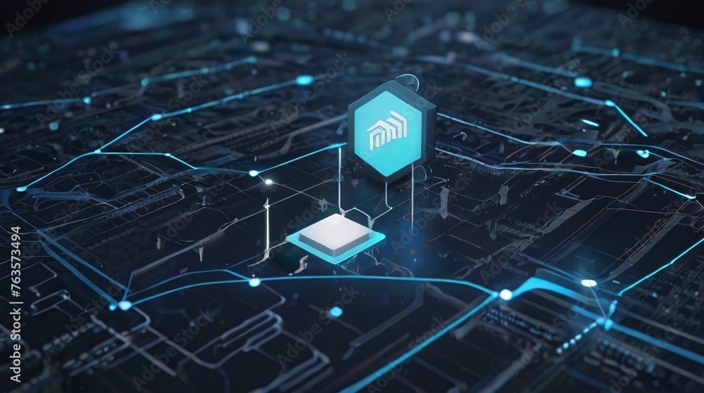 Poster futuristic technology digital data network connection, digital cloud computing cyber security, abstr