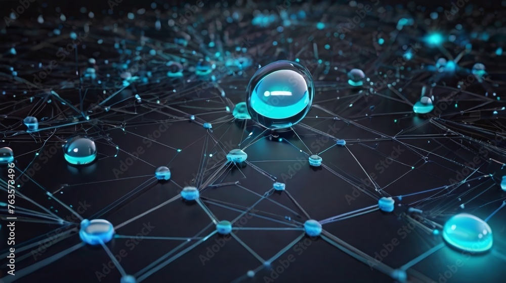 Poster futuristic technology digital data network connection, digital cloud computing cyber security, abstr