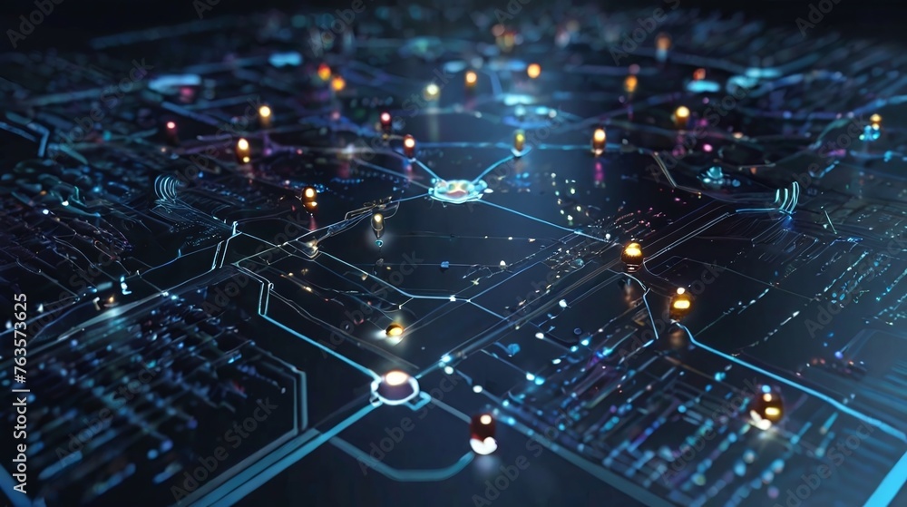 Aufkleber futuristic technology digital data network connection, digital cloud computing cyber security, abstr