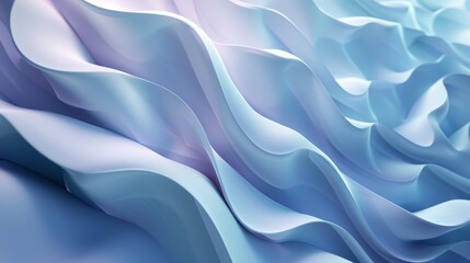 Soft blue waves with smooth gradient. 3D render for wallpaper and abstract background design.