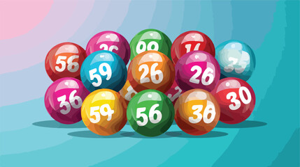 Bingo or lottery colored number balls. flat vector