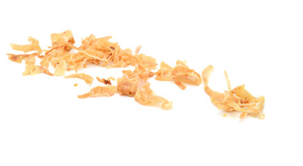 Dry yellow onion sliced on white background
