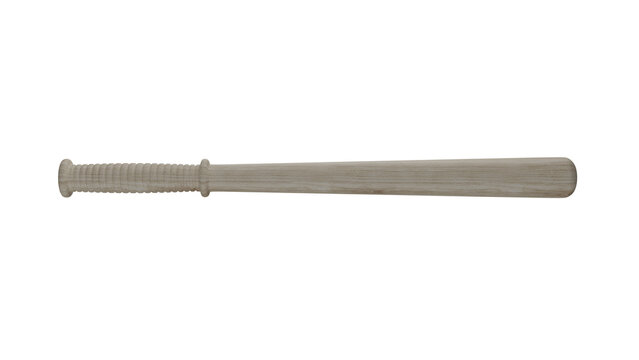 Light wood police baton or cudgel isolated on transparent and white background. Police concept. 3D render