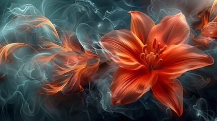  a close up of a flower with a lot of smoke coming out of the middle of the flower and the center of the flower.