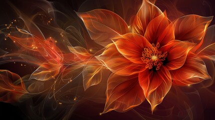  a picture of a flower on a black background with a red and orange flower in the middle of the picture.
