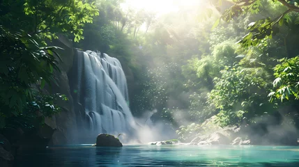 Fotobehang cascading waterfall © Théo