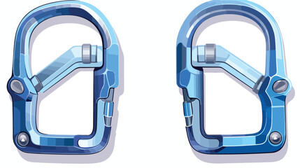Blue alpinist metal double sided carabiner a vector - obrazy, fototapety, plakaty