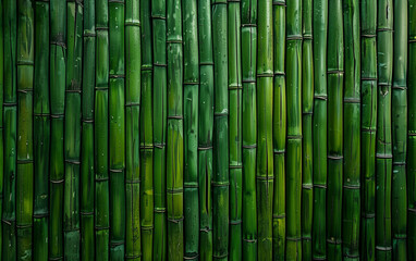 A lush green bamboo fence, providing a tranquil and natural setting