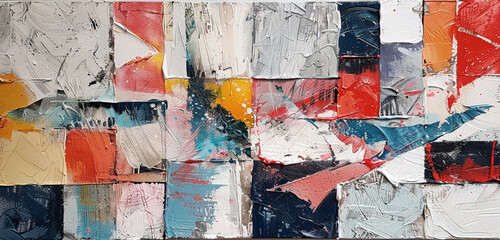 Palette knife painting heavily plaster in textile, abstract art, geometric form