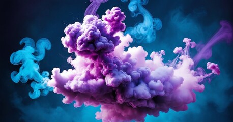 Fototapeta na wymiar A fantasy of purple and pink shades unfold in cloud formations, set against a deep celestial backdrop. The image captures a tranquil yet captivating scene reminiscent of a cosmic phenomenon. AI