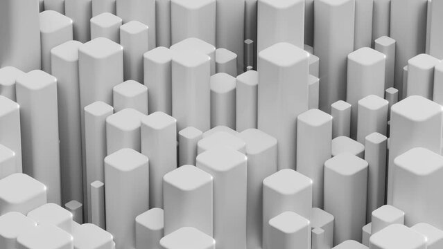 abstract white background with moving 3d objects, seamless loop