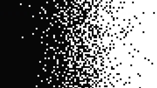 Animated pixelated gradient grunge background simple black and white background. Dissolve style. Loop 4k