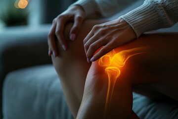 Artistic depiction of knee joint complications: fractures, inflammation, and diseases