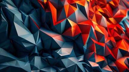 Abstract geometric background with polygonal shapes in red and blue tones. Dynamic and modern design concept. - obrazy, fototapety, plakaty