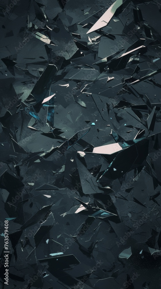 Poster dark fragmented glass pieces create a textured abstract background