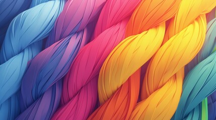 Abstract background of vibrant twisted fibers in a rainbow spectrum - obrazy, fototapety, plakaty