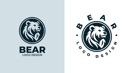 Bear head logo design, Bear head emblem design, vector illustration of bear hear for logo and emblem, bear face vector logo.