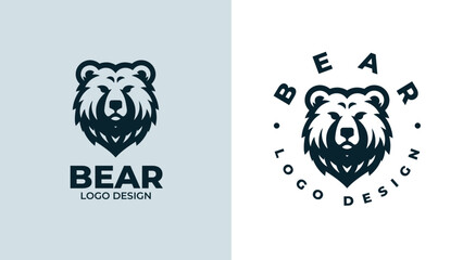Bear head logo design, Bear head emblem design, vector illustration of bear hear for logo and emblem, bear face vector logo.