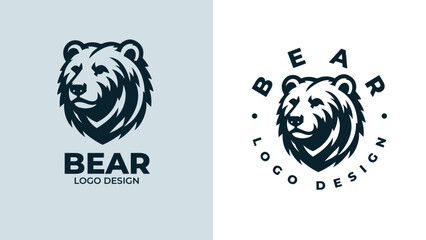 Bear head logo design, Bear head emblem design, vector illustration of bear hear for logo and emblem, bear face vector logo.