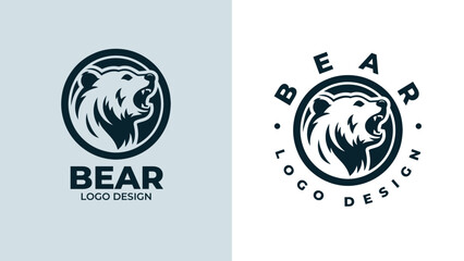 Bear head logo design, Bear head emblem design, vector illustration of bear hear for logo and emblem, bear face vector logo.
