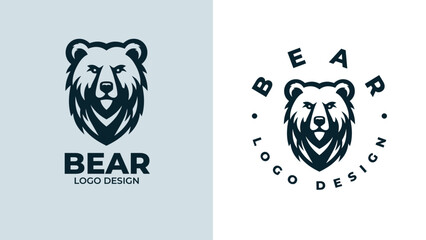 Bear head logo design, Bear head emblem design, vector illustration of bear hear for logo and emblem, bear face vector logo.