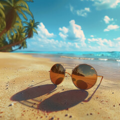 sunlit serenity tropical beach and stylish shades