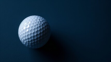 Solitary golf ball on dark background