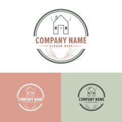 Vintage village cabin farm handcraft home logo design. Luxury Home Logo Design. Property logo. roof and windows element logo. vector template. vintage style emblem