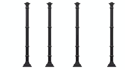 Cast-iron pole with base for fastening realistic  - obrazy, fototapety, plakaty