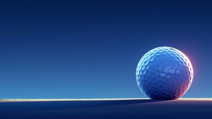 Fototapeta na wymiar Glowing golf ball on blue background