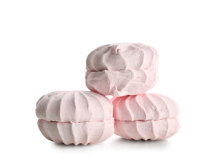 Sweet fresh zefirs on white background