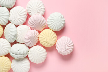 Many sweet zephyr on pink background