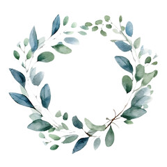 Fototapeta na wymiar Soft-hued hand-painted botanical wreath illustration