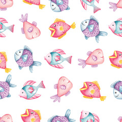 Element of cute fish cartoon watercolor element