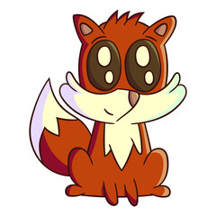 Little fox, cute, cartoon, hand drawn, clip art