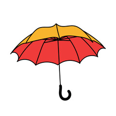 Umbrella outline icon. linear style sign for mobile concept and web design. Rain protection simple line vector illustration. Symbol, logo illustration. yellow and red graphics