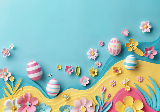 Easter Poster Banner Cover Paper Artwork Background for Greeting or Social media Post. Neo Art Cards E V 9 29