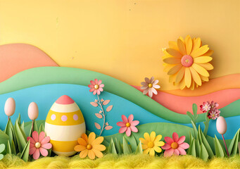 Easter Poster Banner Cover Paper Artwork Background for Greeting or Social media Post. Neo Art Cards E V 9 10