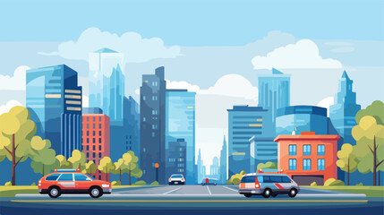 city life megalopolis cityscape scene with building