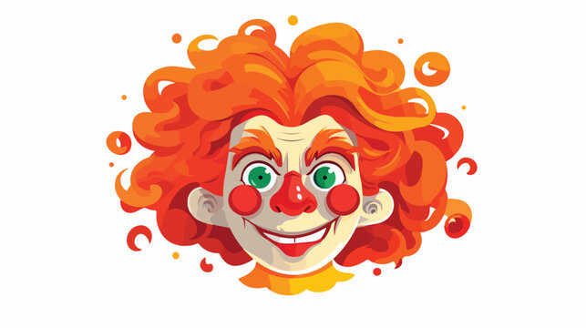 Clown red nose with threads and orange curly wig 