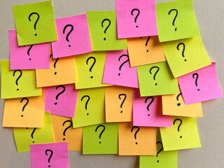 Colorful Sticky notes with questions 
