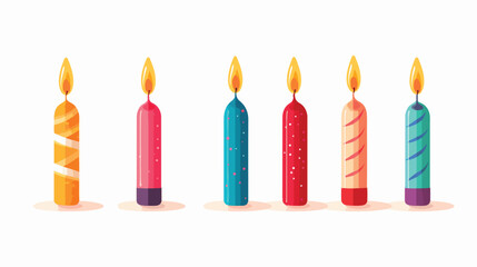Color candles. Happy Birthday and party illustration